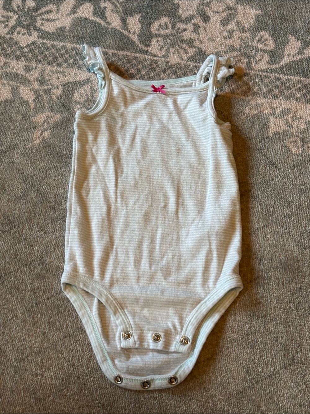 Carter's Light Blue & White Striped Toddler One-Piece Bodysuit with Pink Bow